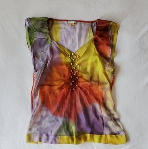 Leifsdottir Anthropologie Rainbow Silk Blouse